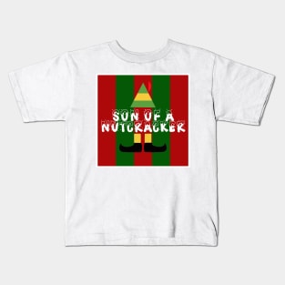 Son Of A Nutcracker Elf Quote Christmas Knit Kids T-Shirt